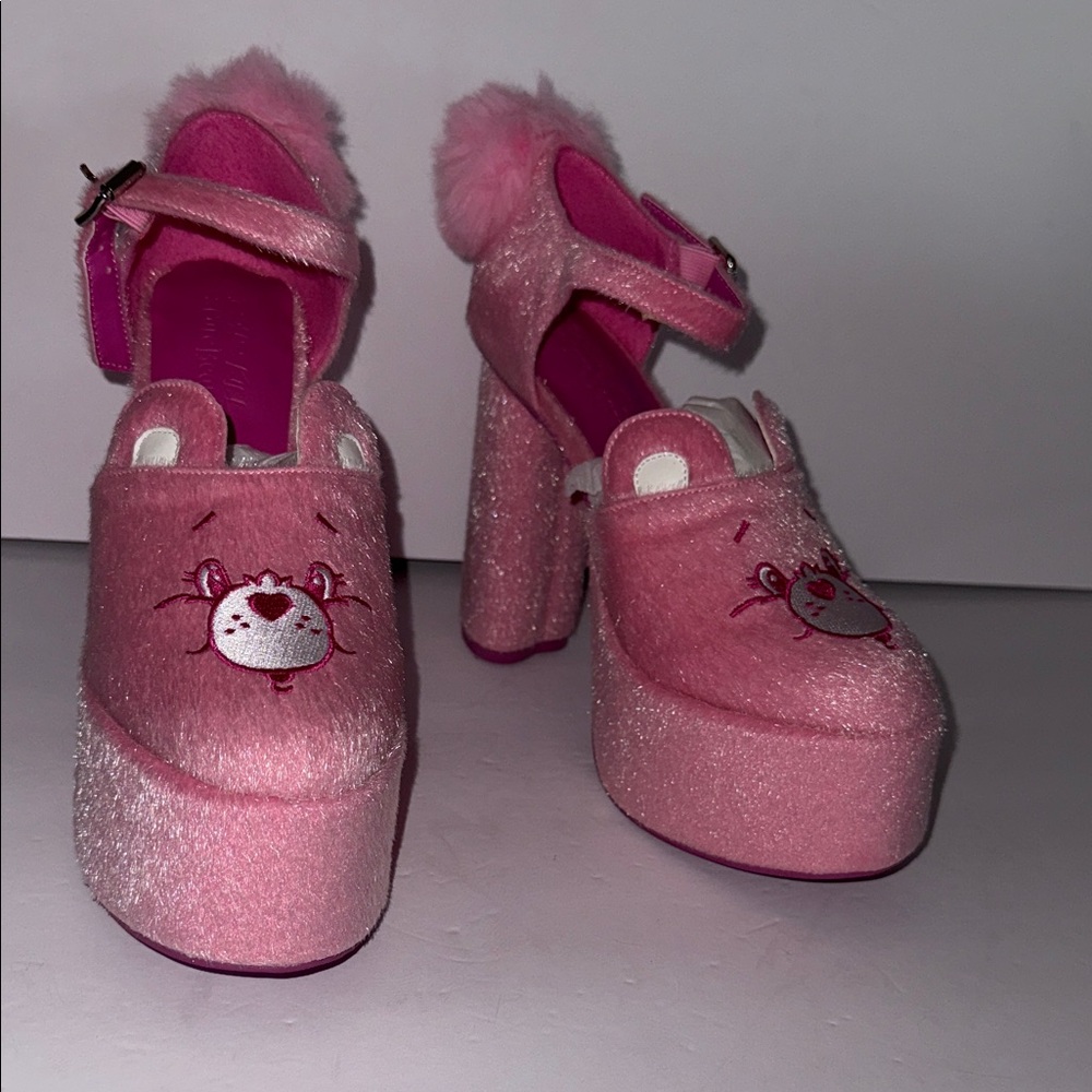 Dolls Kill x Care Bears Mary Janes Pink Bunny Platform Heels Pumps Women’s Sz 7